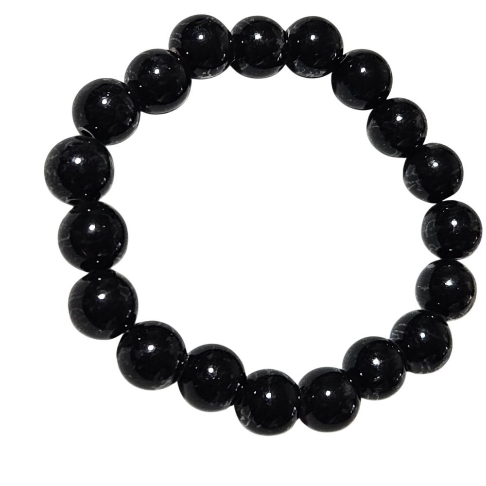 Elegant Black Bead Stretch Bracelet Classic Minimalist Fashion Jewelry Women
